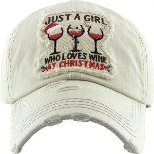 ❤️NWT *BOUTIQUE* JUST A GIRL WHO LOVES WINE AT CHRISTMAS HAT GIFT IDEA!!